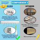 YIIYIIN 12" Premium 304 Stainless Steel Double-Sided Magnetic Knife Holder for Wall or Fridge -with Adhesive Strip, No Drill -6 Hooks Included for Kitchen Utensils