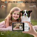 Digital Camera, Autofocus 4K 64MP Point and Shoot Digital Cameras for Teens with 64GB Card, 18X Zoom Anti-Shake Compact Video Camera for Student Kids Boys Girls Beginner - White by TinyTreasures Baby Boutique