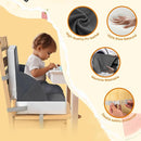 Portable Toddler Booster Seat for Dining Table, Adjustable Lightweight Toddler Chair for Travel, Compact Design, Easy to Clean (Grey) by TinyTreasures Baby Boutique