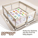 Baby Play Mat, 50x50 Playpen Mat with Super Soft Touch, Activity Mats with Upgraded Anti-Slip Bottom, Machine Washable Crawling Mats for Floor & Picnic (Animal Alphabets) by TinyTreasures Baby Boutique