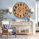 Large Old Town Farmhouse Wall Clock 30 Inches Rustic Antique Wood with Metal Circle and Large Numerals Silent Battery Operated Wall Clock for Office Kitchen Bedroom Living Room by CozyNest Decor