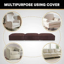 PrinceDeco Velvet Sofa Cushion Covers, Stretch Couch Cushion Covers for Individual Seat Couch Slipcover Sets Furniture Protector for Loveseat Sofa Cushion(Each Width Up to 29.5", Brown) by CozyNest Decor