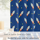 Kids Space Rocket Blackout Curtains - 100% Blackout, Thermal Insulated, Noise Reducing, Perfect for Kids Room and Nursery, 2 Panels (Rocket Blast-Off Repeat, W52×L63) by TinyTreasures Baby Boutique