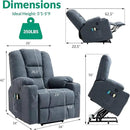 VIVIJASON Power Lift Chair Electric Recliner for Elderly Heated Vibration Massage Soft Fabric Recliner Chair with 2 Remote Controls, USB Ports, Side Pockets & Cup Holders for Living Room (Blue) by CozyNest Decor