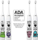 Kids Electric Toothbrush - Rechargeable Vibrating Toothbrush with Timer, Includes 6 Replacement Heads, Gently Cleans Teeth, for Girls and Boys, Kids & Toddlers Age 2+, Monster by CozyNest Decor