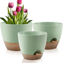 Plant Pots 12/10/9 Inch Self Watering Pots, Set of 3 Plastic Planters with Drainage Holes and Saucers,Plastic Flower Pots,Nursery Planting Pot for Indoor Out Door Plants(Green) by GreenHaven Gardens