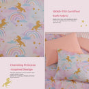 Twin Comforter Set with Sheets for Girls-5 Pieces Twin Bedding Sets with Pink Comforter, Sheets, Pillowcase & Sham for Kids (Gold Unicorn, 66" X 86") by TinyTreasures Baby Boutique