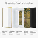 Homeforia 22x28 Picture Frame Gold, High End Metal 22 x 28 Large Poster Frames with Mat 18 by 24 for Photo, 22x28 Gold Frame Matted to 18x24 inch Print, 28x22 Frame, Tempered Glass, Wall Kit, Set of 1 by CozyNest Decor