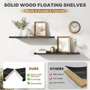 36"x6.8"x1.2" Solid Wood Floating Shelves 2-Pack - Rustic Black Finish with Hidden Brackets, Perfect for Storage and Décor in Living Room, Kitchen, Bedroom by CozyNest Decor