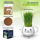 Organic Cat Grass Growing Kit - Promotes Natural Hairball Control and Digestive Wellness - Includes Organic Seed Mix, Nutrient-Rich Soil, and Stylish White Cat Planter by GreenHaven Gardens