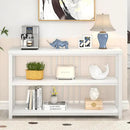 FOLUBAN Modern Sofa Console Table for Entryway, 3 Tier Wood Foyer Table for Hallway Living Room Behind Couch, White Oak by CozyNest Decor