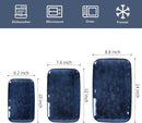 vicrays Ceramic Rectangle Serving Platters - 14" 12" 10" Porcelain Serving Trays Plates for Party BBQ Appetizers Sushi Dessert - Microwave Oven and Dishwasher Safe - Set of 3 Blue by CozyNest Decor