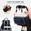 LOVEVOOK Diaper Bag Backpack, Baby Bag with Changing Station, Large Diaper Backpack for Mom Dads, Waterproof Leather Mommy Bag for Boy and Girl, Travel Essential Baby Shower, Navy Blue-Beige by TinyTreasures Baby Boutique