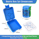 Bento Lunch Box Set With 10oz Soup Thermo, Leak-proof Lunch Containers with 4 Compartment, Kids Hot Thermo Food Jar/Insulation Lunch Bag, Food Containers for School（Shark） by TinyTreasures Baby Boutique