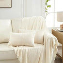 Fancy Homi 2 Packs Cream Lumbar Decorative Throw Pillow Covers 16x32 Inch for Living Room Couch Bed Sofa, Rustic Farmhouse Boho Home Decor, Soft Striped Corduroy Rectangle Accent Cushion Case 40x80 cm by CozyNest Decor