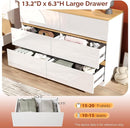 VINGLI White Dresser High Gloss Chest of Drawers, 6 Drawer Dresser for Bedroom, Modern Dressers Wood, Brown Top, 47.2" W x 15.75" D x 31.5" H by TinyTreasures Baby Boutique