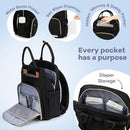 RUVALINO Diaper Bag Backpack-Multifunction Baby Travel Bag, Insulated Bottle Holders & Large Capacity, Waterproof, Deep Black by TinyTreasures Baby Boutique