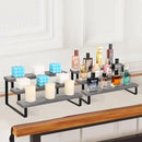 YINMIT Wooden Display Riser Stand, Tiered Perfume and Cologne Organizer Stand, 3 Tier Spice Rack Organizer, Rustic Display Shelf for Candles (3 Tier,2Pack,Grey) by CozyNest Decor