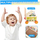 Wooden Activity Cube 7-in-1 Montessori Toy Multipurpose Educational Learning Toy for 1+ Year Old Baby Toddler Kid Boy First Birthday Gift Bead Maze Gear Number Animal Board Carrots Harvest Game by TinyTreasures Baby Boutique