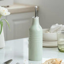 famiware Jupiter 16oz Ceramic Olive Oil Dispenser Bottle, Olive Oil and Vinegar Dispenser Bottle Set of 2 with Stainless Steel Pourers, Suitable for Storage Vinegar, Liquids, Light Green by CozyNest Decor