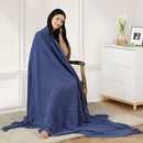 inhand Navy Blue Throw Blanket for Couch and Bed, Soft Living Room Home Decor Knitted Twin Size Blanket, Outdoor Lightweight Breathable Summer Blanket, Farmhouse Warm Woven Decorative, 60"x80" by CozyNest Decor