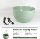 13 inch Large Hanging Planters Plant Pots for Outdoor Indoor Plants with Drainage Holes and Chain, 2 Pack Round Hanging Flower Pots for Garden Home Porch Decor, Green by GreenHaven Gardens