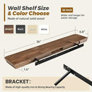 36"x6.8"x1.6" Slanted Floating Wall Shelves 2-Pack - Rustic Brown Finish, Heavy-Duty Solid Wood Design with Hidden Brackets - Perfect for Living Room, Kitchen, Bathroom, or Office by CozyNest Decor