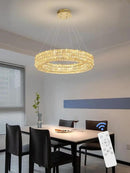 Dia 24" Modern Crystal Chandelier Gold Ring Chandelier Adjustable Height Luxury Crystal Pendant Ceiling Light Fixture for Dining Living Room Bedroom by CozyNest Decor