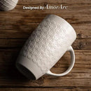 AmorArc Large Coffee Mugs Set of 6, 20oz Ceramic Tall Coffee Mugs Set with Textured Geometric Patterns for Coffee/Tea/Beer/Hot Cocoa, Dishwasher & Microwave Safe, Black&Beige by CozyNest Decor