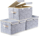 PRANDOM Large Foldable Storage Bins with Lids Fabric Decorative Storage Box Cubes Organizer Containers Baskets with Cover Handles Removable Divider for Home Bedroom Closet 17.3x11.8x9.8 Inch 3 Pack by TinyTreasures Baby Boutique