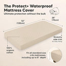 Waterproof Crib Mattress Protector Cover Fitted - 2-Pack Quiet Baby Crib Mattress Pad Sheets, 52" x 28" Soft Quilted Cotton Baby Sheet, Machine Washable, Easy Fit, Durable (Oat/Mavy) by TinyTreasures Baby Boutique