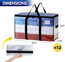 TAILI Extra Large Moving Bags, 12 Pack Clear Heavy Duty Totes For Storage with Visible Window, Wrap Around Handles, Storage Bags for Space Saving, Alternative to Moving Boxes by TinyTreasures Baby Boutique