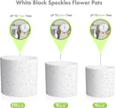 10/8/6 inch Deep Flower Pots, Cylinder Large Plant Pots for Outdoor Indoor Plants, 3 Pack Tall Plastic Planters with Drainage Holes and Saucers for Garden House Plants, Speckled White by GreenHaven Gardens