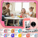 Instant Print Camera Toy for Kids, Girls Birthday Gifts for 3 4 5 6 7 8 Year Old Learning Music Story Player, 1080P HD Dual-Lens Creative Instant Camera (Pink) by TinyTreasures Baby Boutique