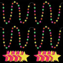 108ft Neon Glow Party Star Paper Garland UV Glow in The Dark Party Supplies Garlands Neon Paper Streamers for Blacklight Fluorescent Supplies for Birthday Wedding Decorations by TinyTreasures Baby Boutique