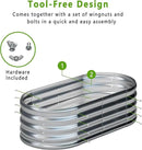 KFN 2PCS 4x1.8x1FT Galvanized Raised Garden Bed,Raised Garden Bed Kit-Oval Metal Vegetable Box,Large Planter Flower Boxes Outdoor,Planting for Vegetables,Flower,Herb,Sliver,0.7mm by GreenHaven Gardens