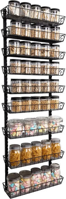 SWOMMOLY Adjustable Wall Mount Spice Rack, 9-Tier Dual-use (Multi-use) Organizer, Black by CozyNest Decor