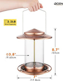 iBorn Bird Feeders for Outdoors Hanging,Metal Bird Feeders for Cardinal Chew Proof 18cm Large Roof&Tray Birdfeeders Outside Hanging,Brushed Copper 6 Port (Seed is not Included) by CozyNest Decor