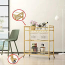 Glass Gold Bar Carts for Home with Hanging Wine Rack - Home Bar Serving Cart with 3 Mirrored Shelves, Kitchen Bar Carts, Wine Cart for Entertaining, Club Party. by CozyNest Decor