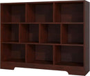Book Shelf, 10 Cubes Storage Organizer, 3-Tier Open Shelf Wooden Bookcase, Freestanding Cherry Bookshelf Cube Shelf for Bedroom, Living Room, Home Office by CozyNest Decor