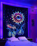 ADDWel Blacklight Sunflower Tapestry, Hippie Eye Tapestry Glow In The Dark, UV Reactive Black Light Upright Posters Wall Hanging for Bedroom Dorm Living Room Backdrop Decor by CozyNest Decor