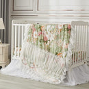 Brandream Crib Bedding Sets for Girls Garden Floral Nursery Set 3-Piece | Ruffled Baby Comforter, Crib Sheet and Tulle Lace Crib Bed Skirt, Green White by TinyTreasures Baby Boutique