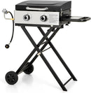 Sophia & William Portable Gas Grill Griddle, Small Propane BBQ grill with Foldable Legs & Wheels for Outdoor Barbecue, Camping, Tailgating, Roadtrip, RV, 2 Burner Flat Top Griddle, 20,000 BTU, Black by GreenHaven Gardens