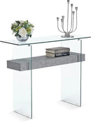 ivinta Glass Console Table with Storage, 39.4" Modern Entryway Table for Living Room, Foyer, Hallway, Bedroom 5101 (Gray) by CozyNest Decor
