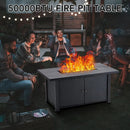 52 Inch Propane Fire Pit Table, 50000BTU Outdoor Gas Fire Pits Rectangular with Rain Cover, Sturdy Steel and Iron Fence Surface, CSA Safety Certified, Companion for Outside Patio Deck Garden by GreenHaven Gardens