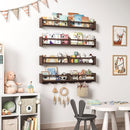 34Inch Nursery Bookshelves,Set of 4,Wall Floating Shelf Kids Coat Rack with 6Hooks,Hanging Book Shelf for Baby Nursery Room Décor (Dark Brown, 34) by TinyTreasures Baby Boutique