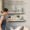 Solid Wood Floating Shelves Set of 2 - Natural, Warp & Crack Resistant 17.72 Inch Wall Shelf with Invisible Brackets Thicker, More Durable for Bathroom, Bedroom, Kitchen, Living Room (White, 17.72) by CozyNest Decor