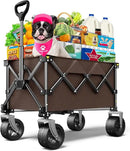 Beach Wagon,CollapsibleWagon 220lbs with Big Wheels Foldable Wagon Carts,Portable Utility for Garden Grocery Sports Camping All Terrain-Khaki by GreenHaven Gardens