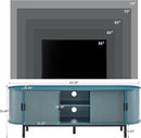 62" Tambour Door TV Stand,Wood Mid Century Modern TV Cabinet for Up to 75“ TV,Curved Edge Long TV Stand with Storage for Bedroom Living Room(62.2inch,Blue) by CozyNest Decor