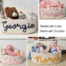 Personalized Baby Name Basket, Custom Woven Baby Shower Gift Basket with Cotton Rope Handle Baby Diaper Nursery Shelf Storage Basket Bin for Kids' Bedroom (Style 2) by TinyTreasures Baby Boutique